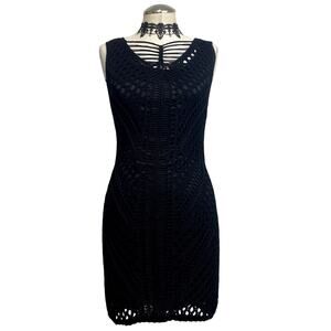 Crochet Knit Grunge Ya LA Gothic Whimsigoth Boho Witchy Layered Mini Dress Sz M